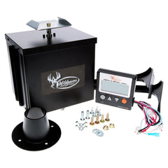 Drop funnel attachment on Trophy Hunter feeder for easy installation and smooth feed flow.