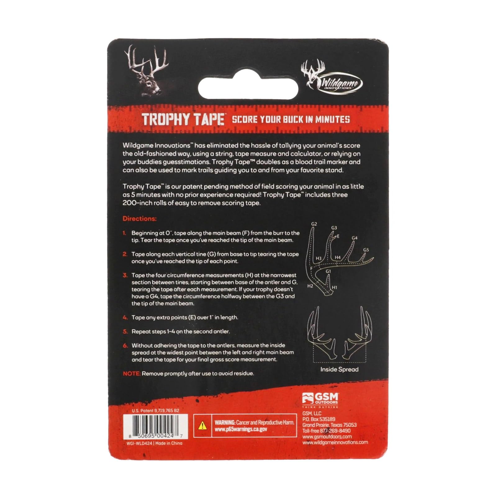Wildgame Innovations Trophy Tape main-beam measurement focus for accurate scoring.
