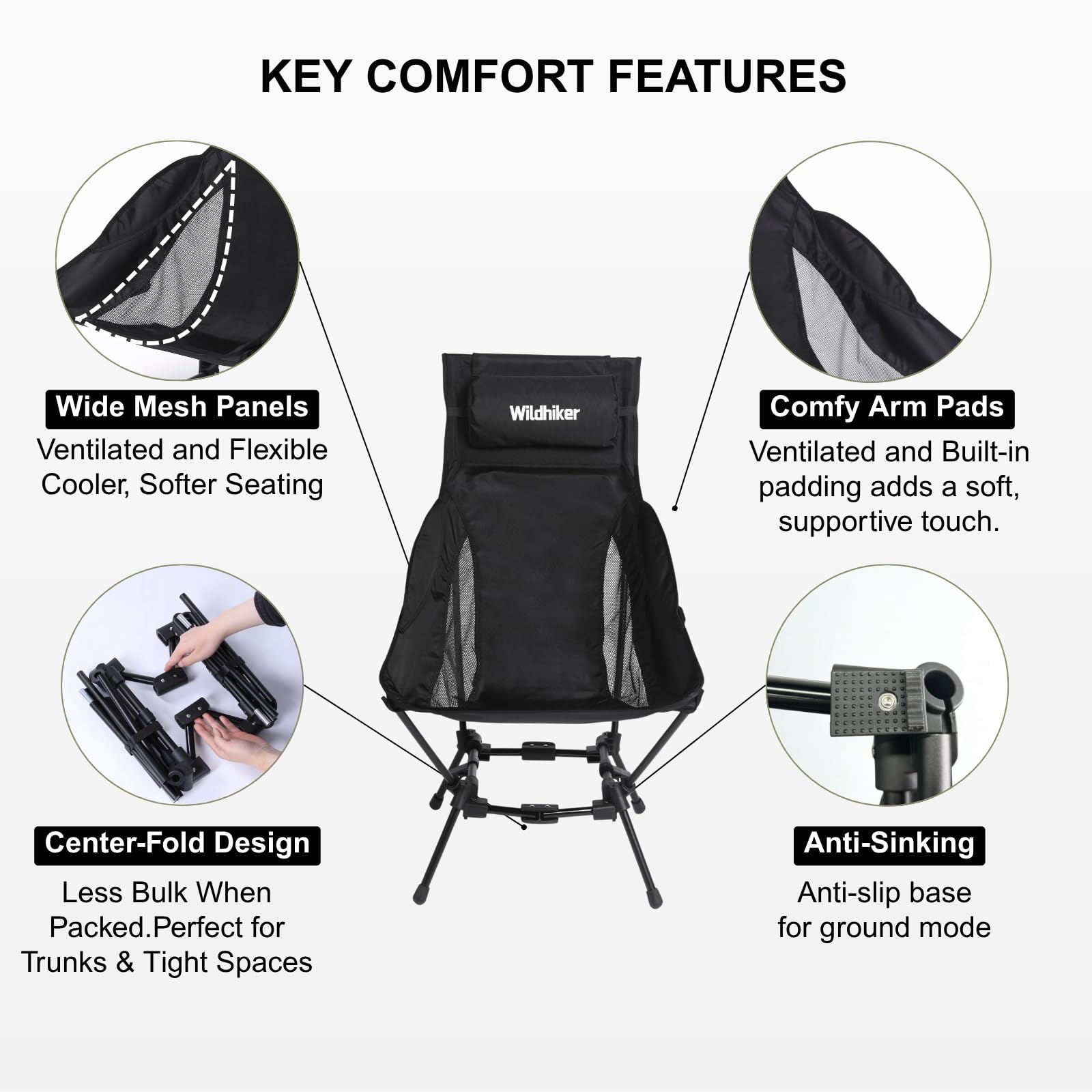 Wildhiker lightweight design weighs about 4.4 pounds for easy carry.