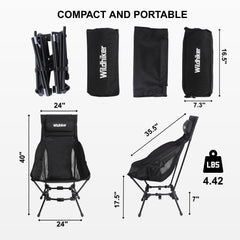 Wildhiker chair with two modes demonstrates standard seating or low-sit option.