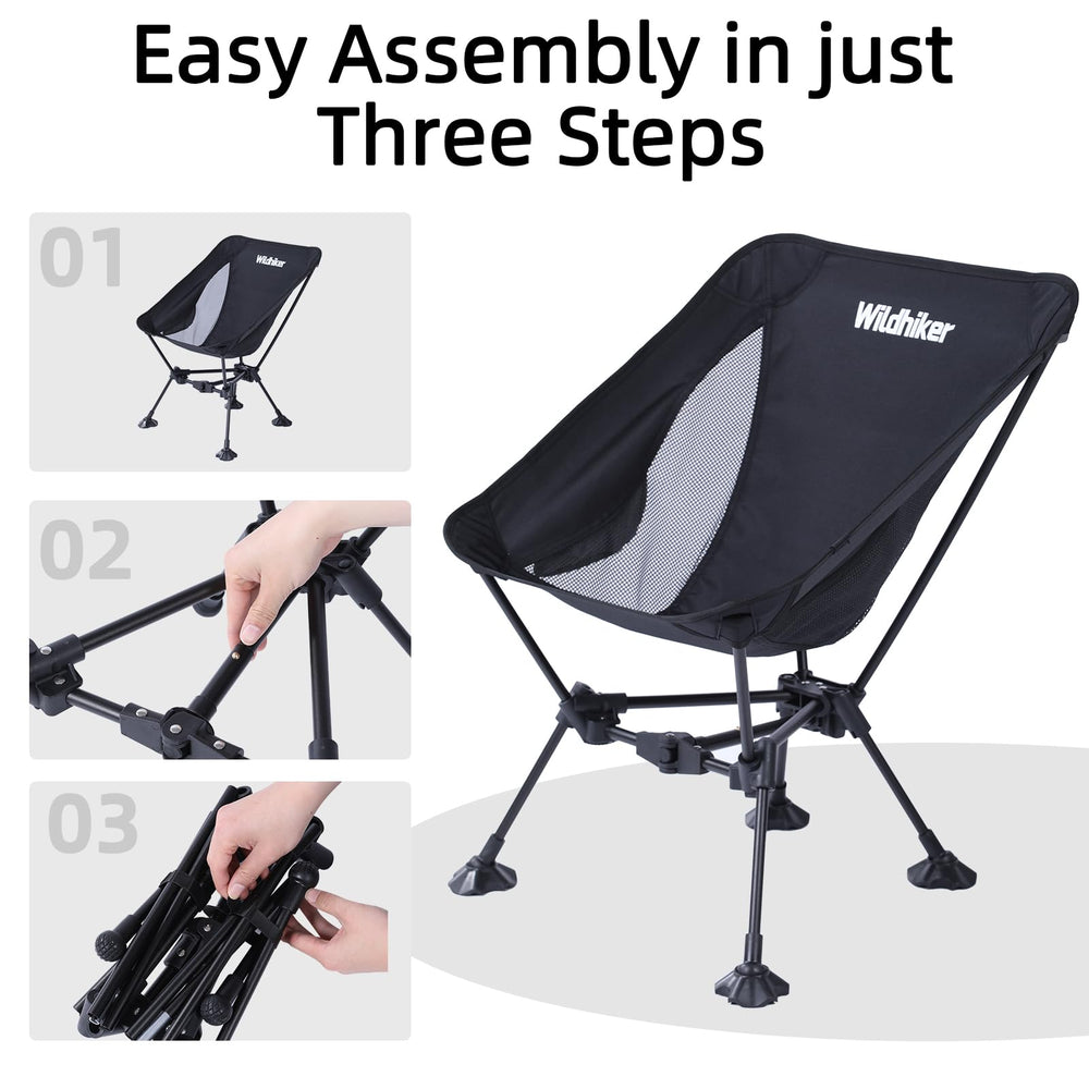 Wildhiker ultralight chair in use at festival or campsite for quick relaxation