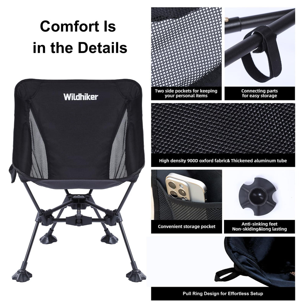 Wildhiker ultralight chair side pocket keeps essentials within reach