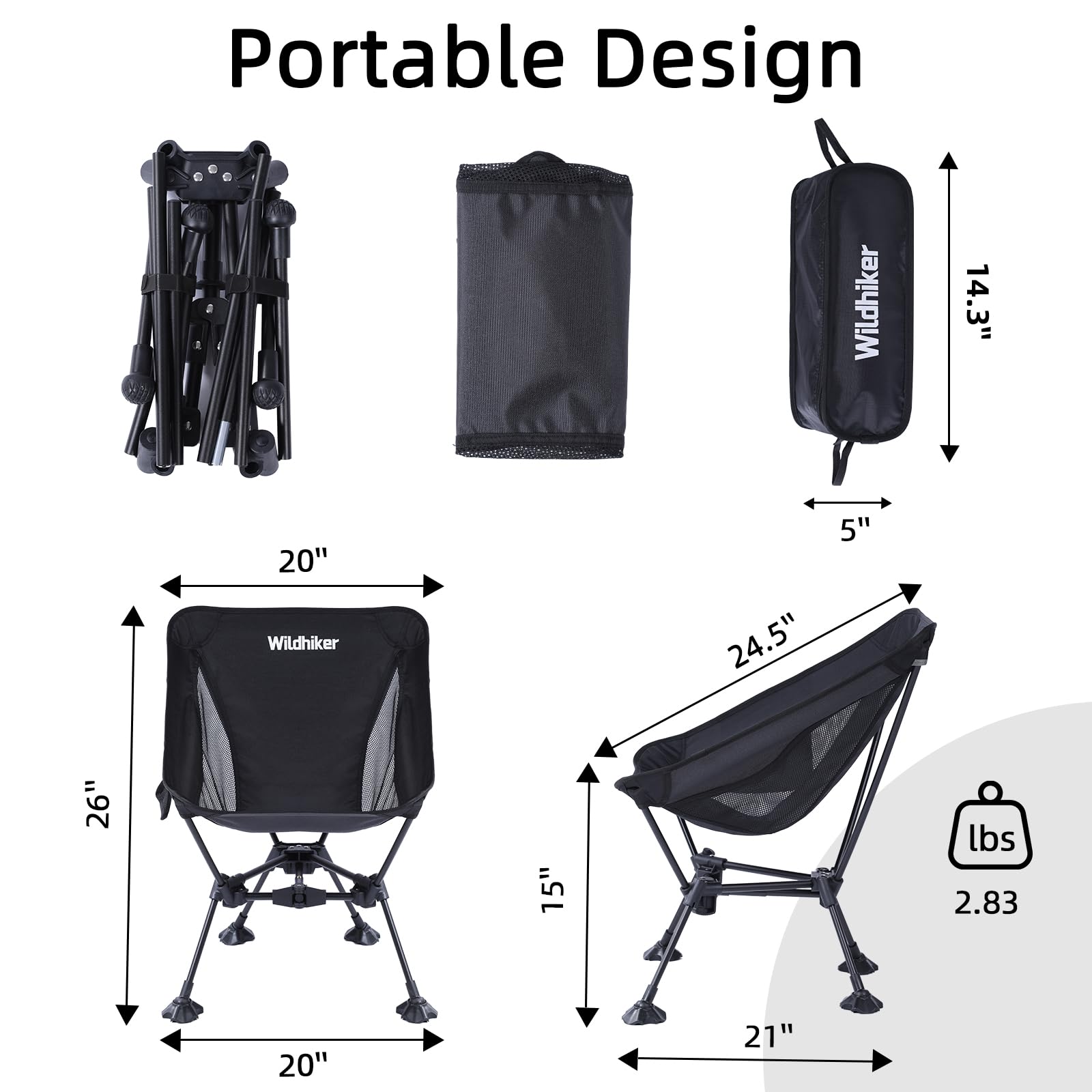 Wildhiker ultralight chair triangular frame visible for durable lightweight design