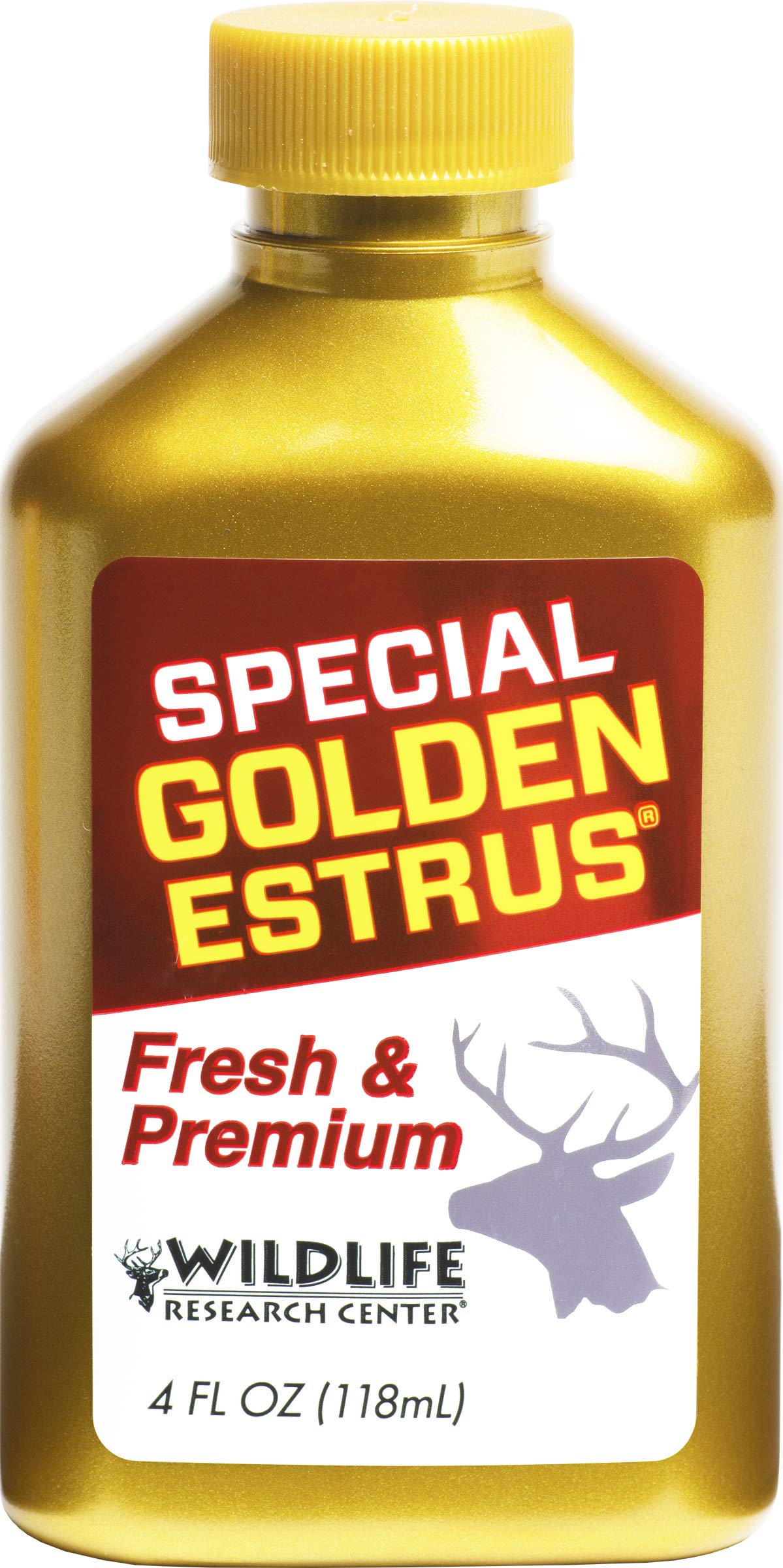 Wildlife Research Center 405-4 Special Golden Estrus bottle with season-specific labeling for freshness.