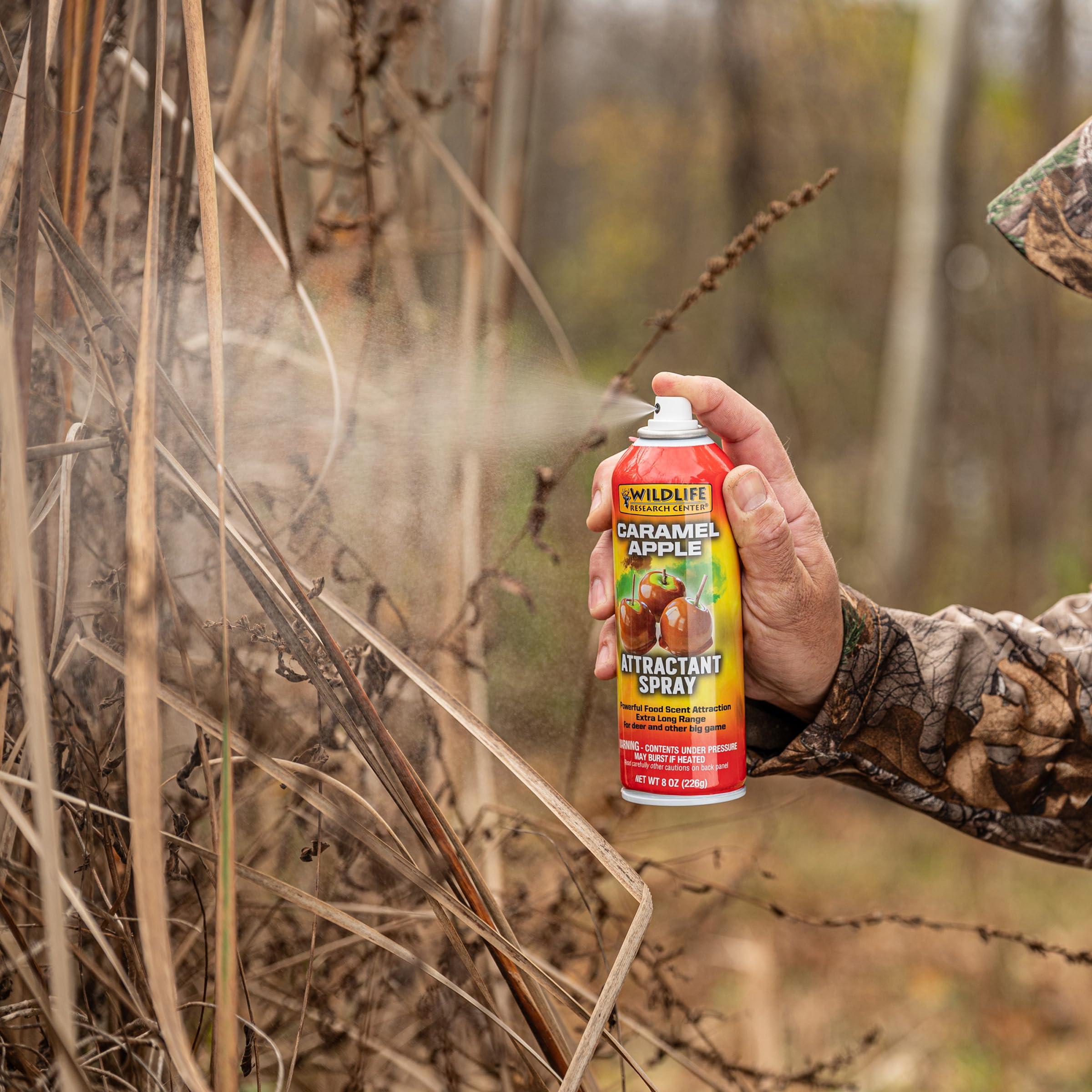 Wildlife Research Center aerosol spray applied near a blind setup