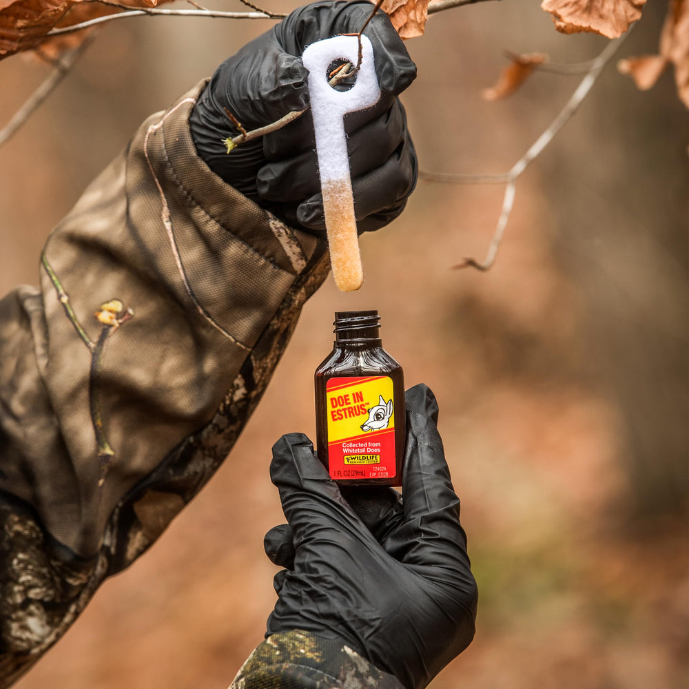 Wildlife Research Center amber bottle preserves freshness for doe in estrus attractant use.