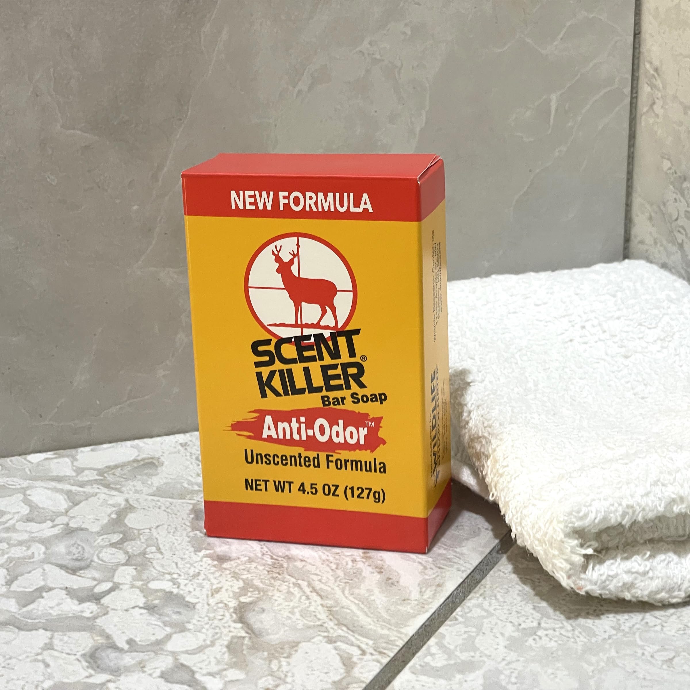 Wildlife Research Center Scent Killer Bar Soap packaging shows trusted brand and odor-control