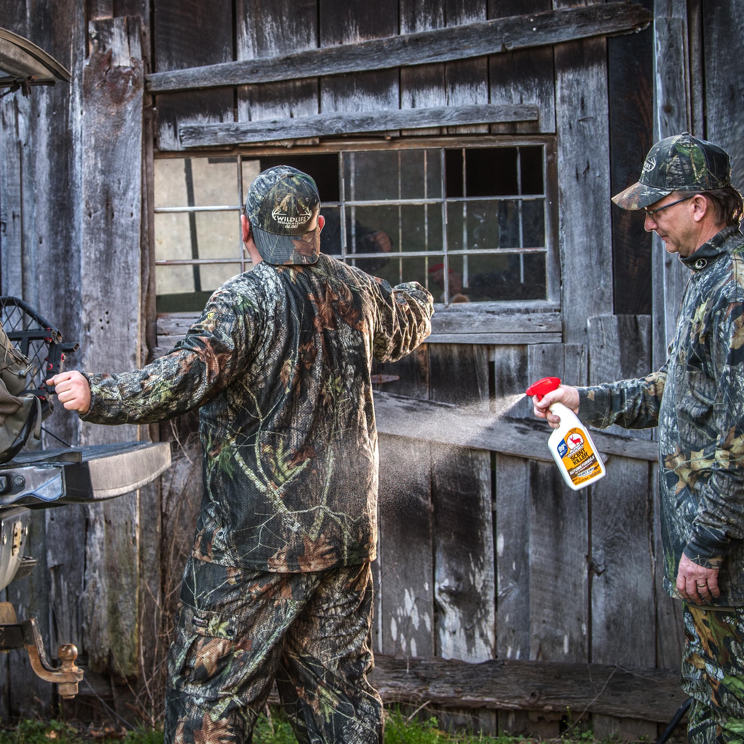 Wildlife Research Center dirt leaves forest scent scene highlighting autumn camouflage benefits.