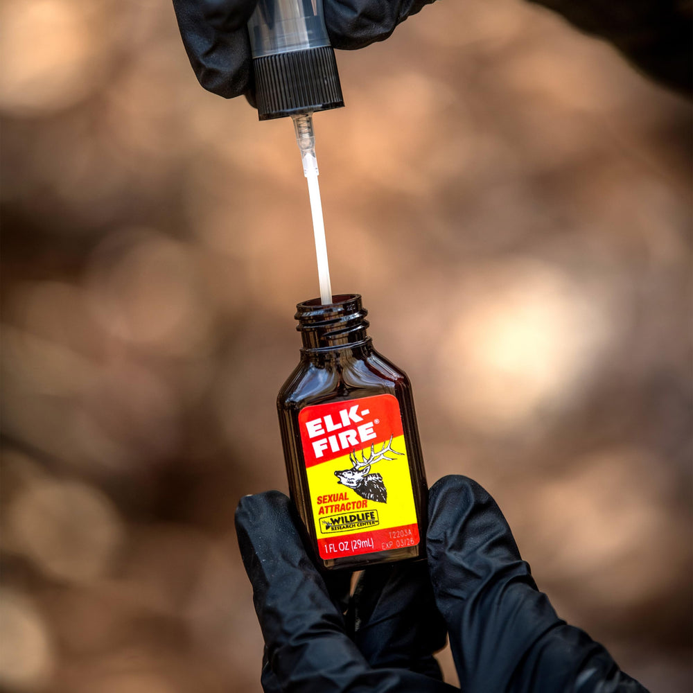 Close-up of Elk Fire contents seal, indicating controlled deployment in hunts.