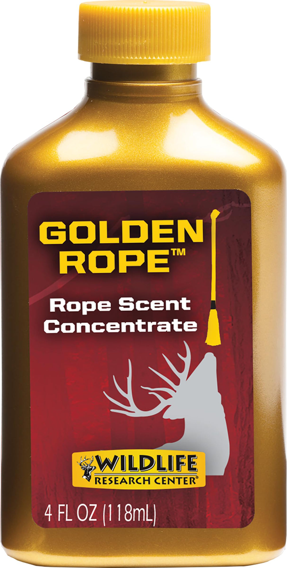 Wildlife Research Center Golden Rope Scent Concentrate bottle used on rope setup to attract deer