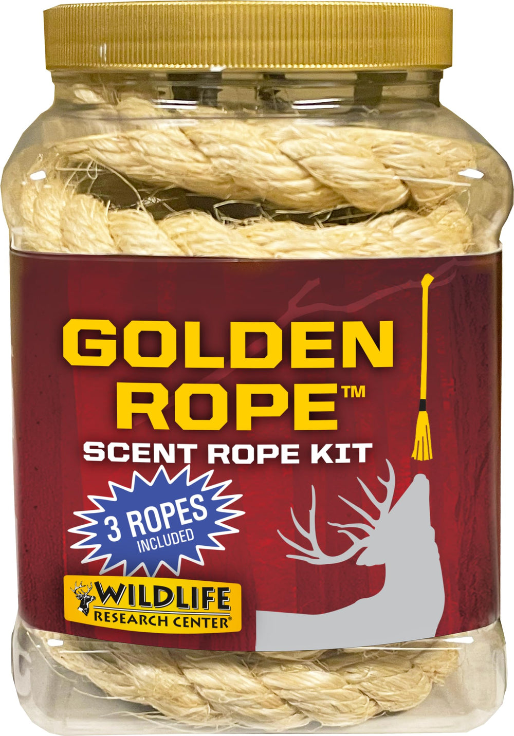Wildlife Research Center Golden Rope Scent Rope Kit laid out for quick mock scrape setup