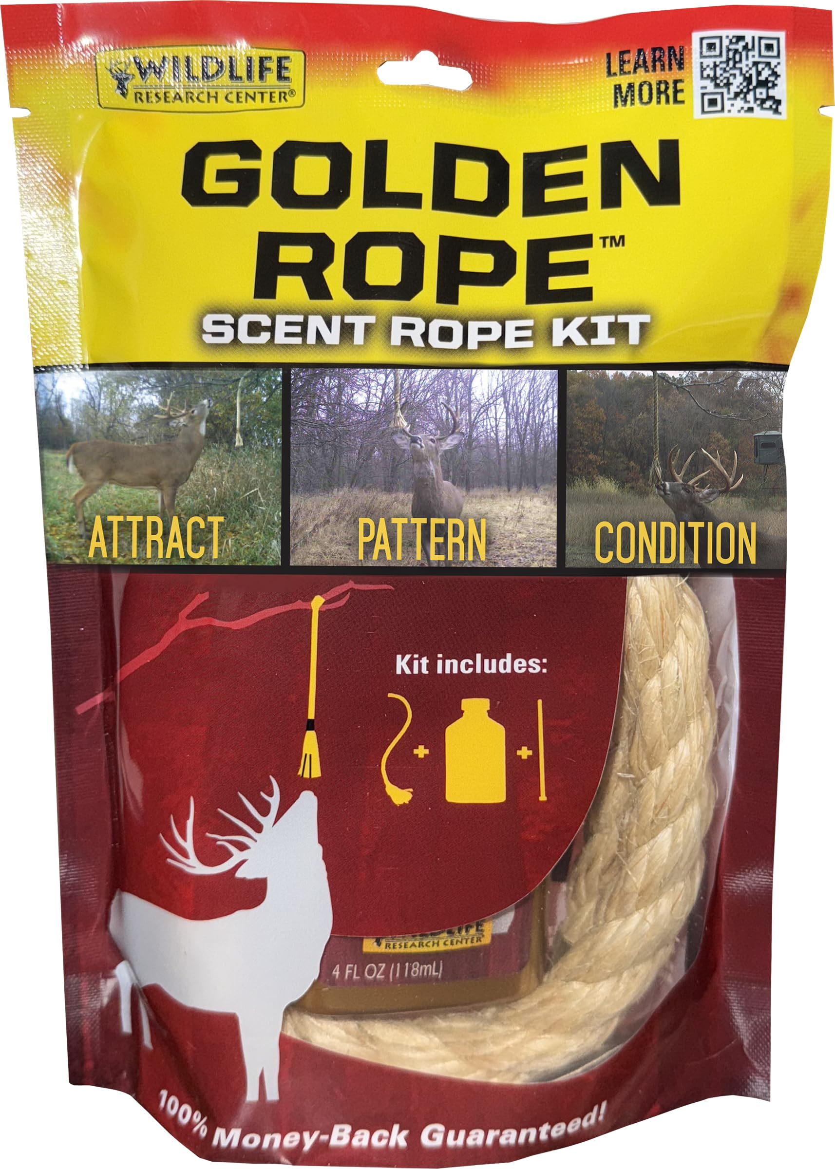 Wildlife Research Center Golden Rope Scent Rope in use for deer attraction