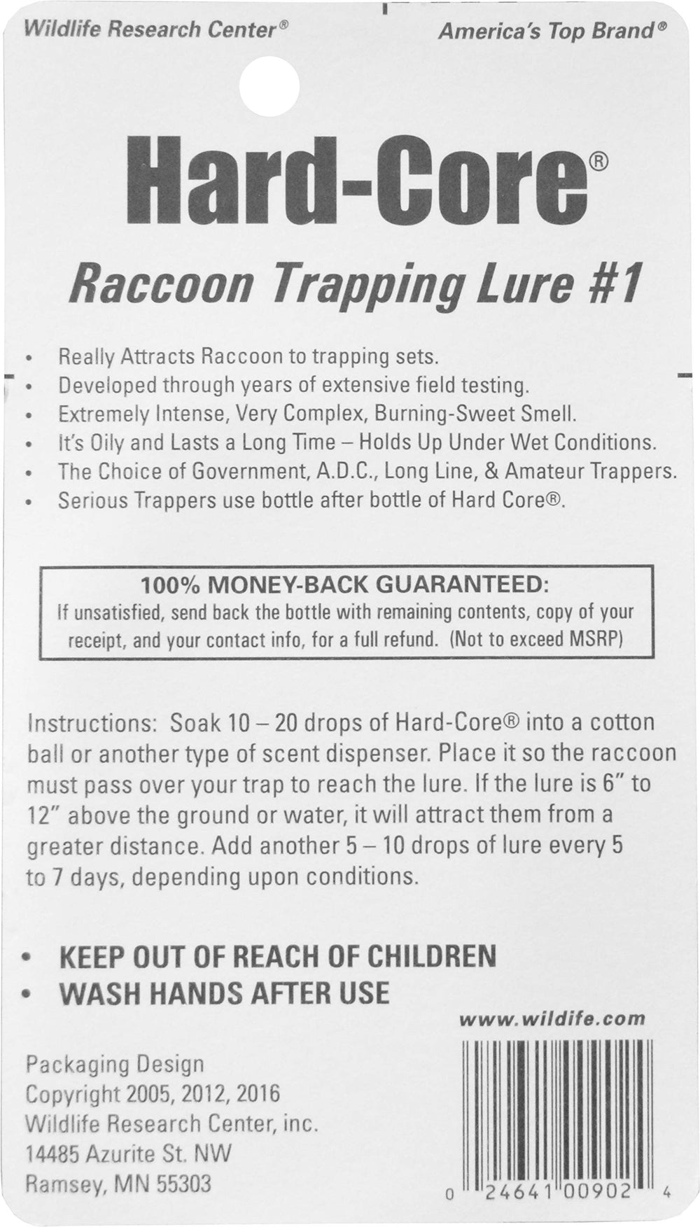 Close-up of Hard-Core raccoon lure formula