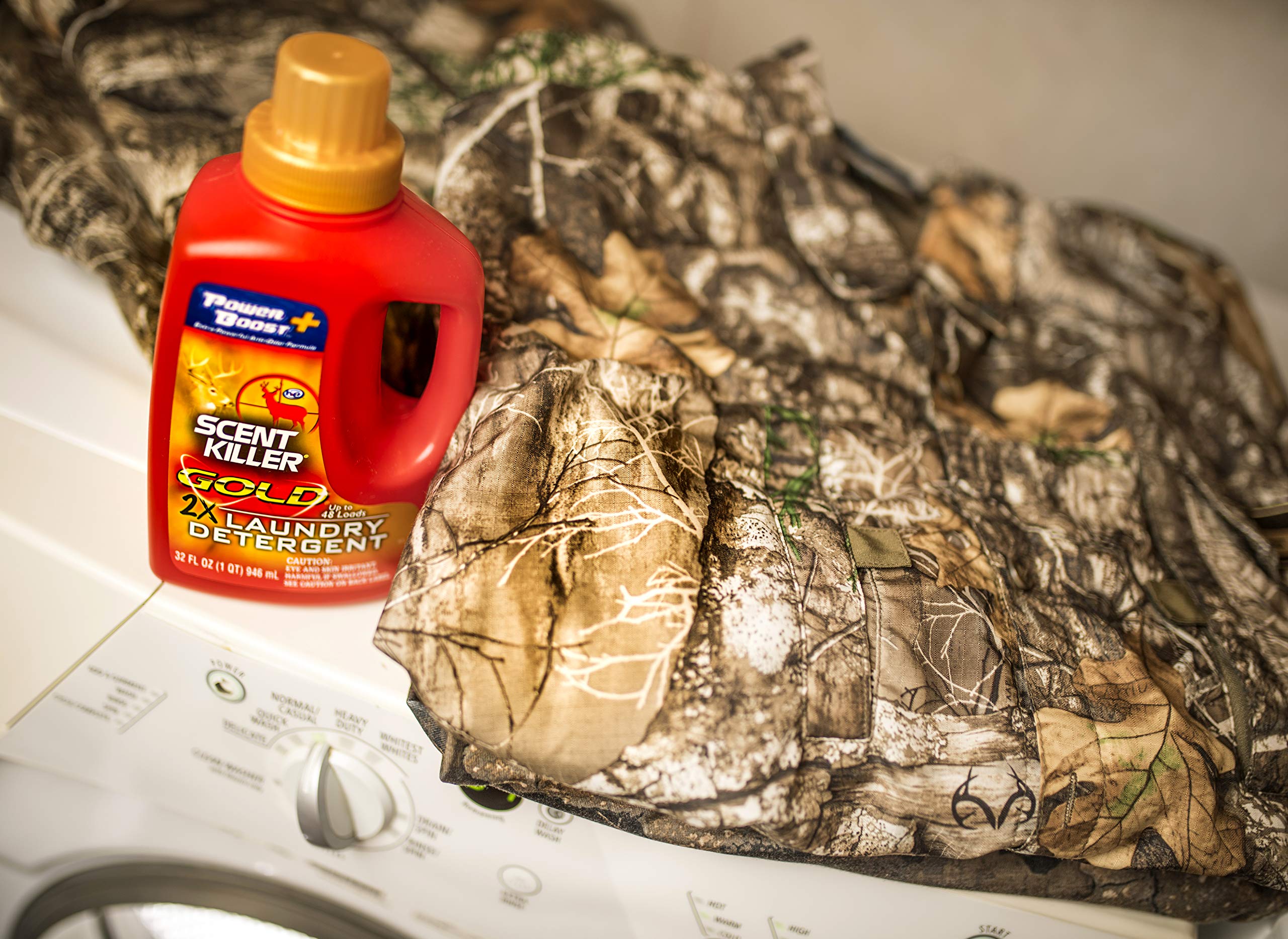 Hunting clothes being washed to extend gear lifespan with a gentle, scent-free clean.