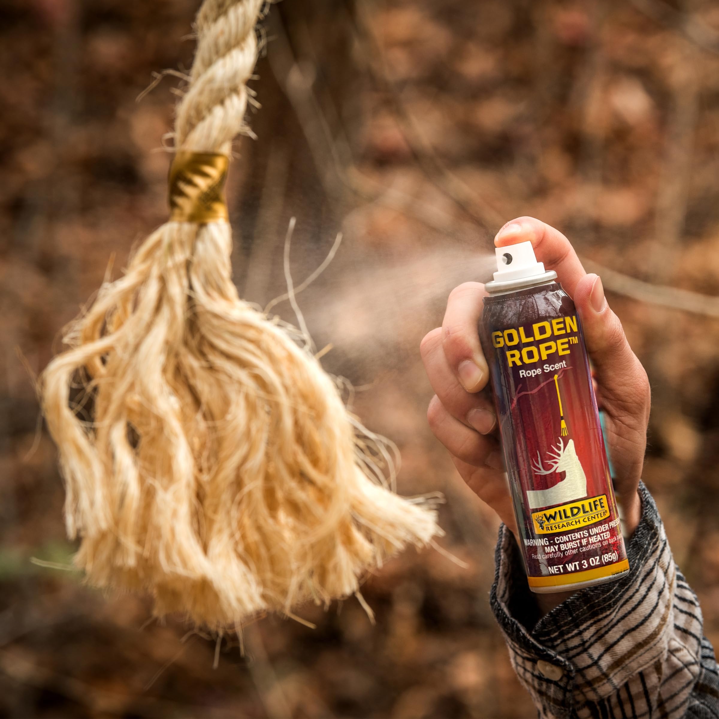 Wildlife Research Center rope scrape setup is enhanced by the scent for curiosity