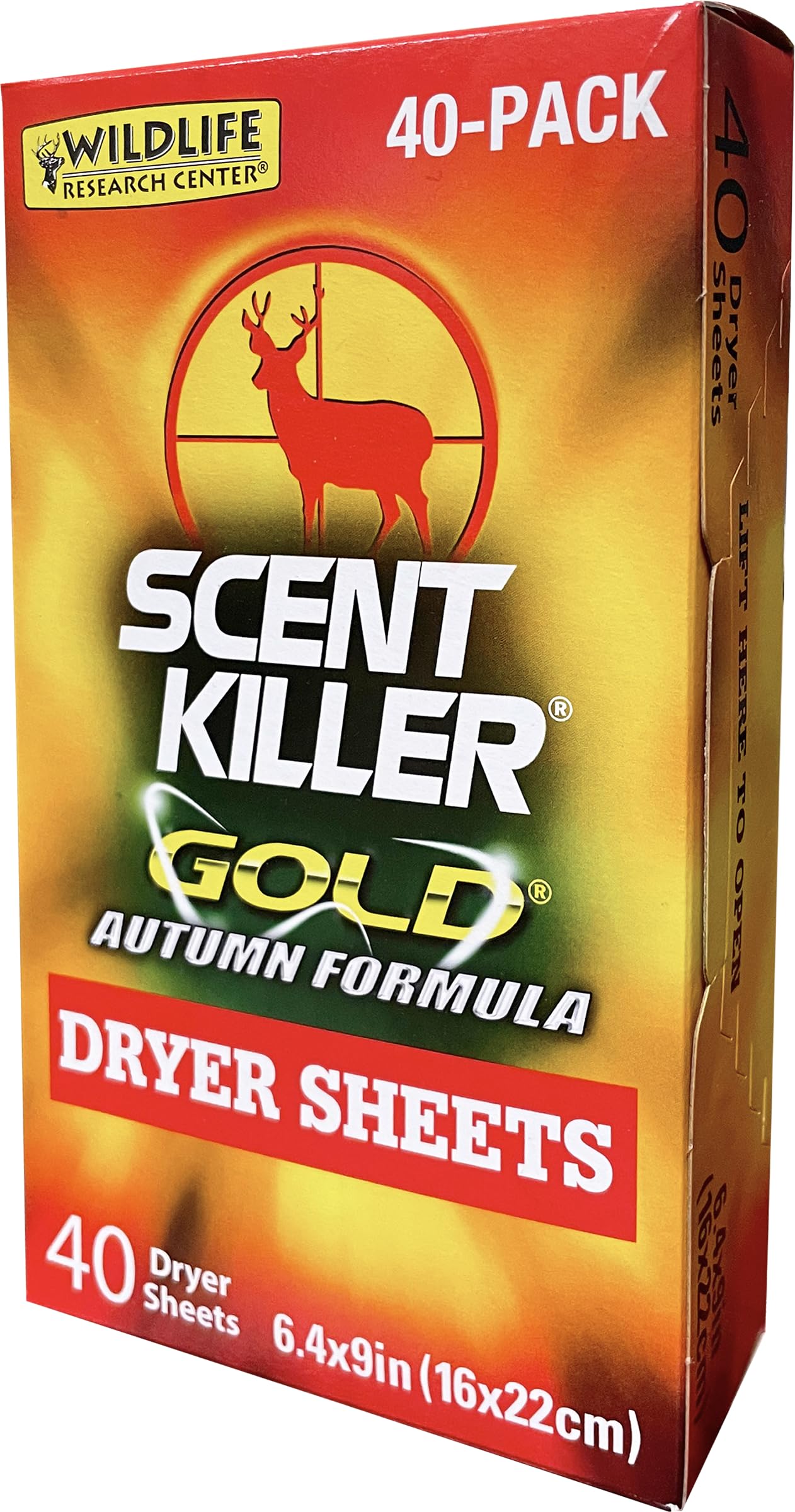 Wildlife Research Center Scent Killer Gold Autumn Dryer Sheets pack with 40 sheets for odor control