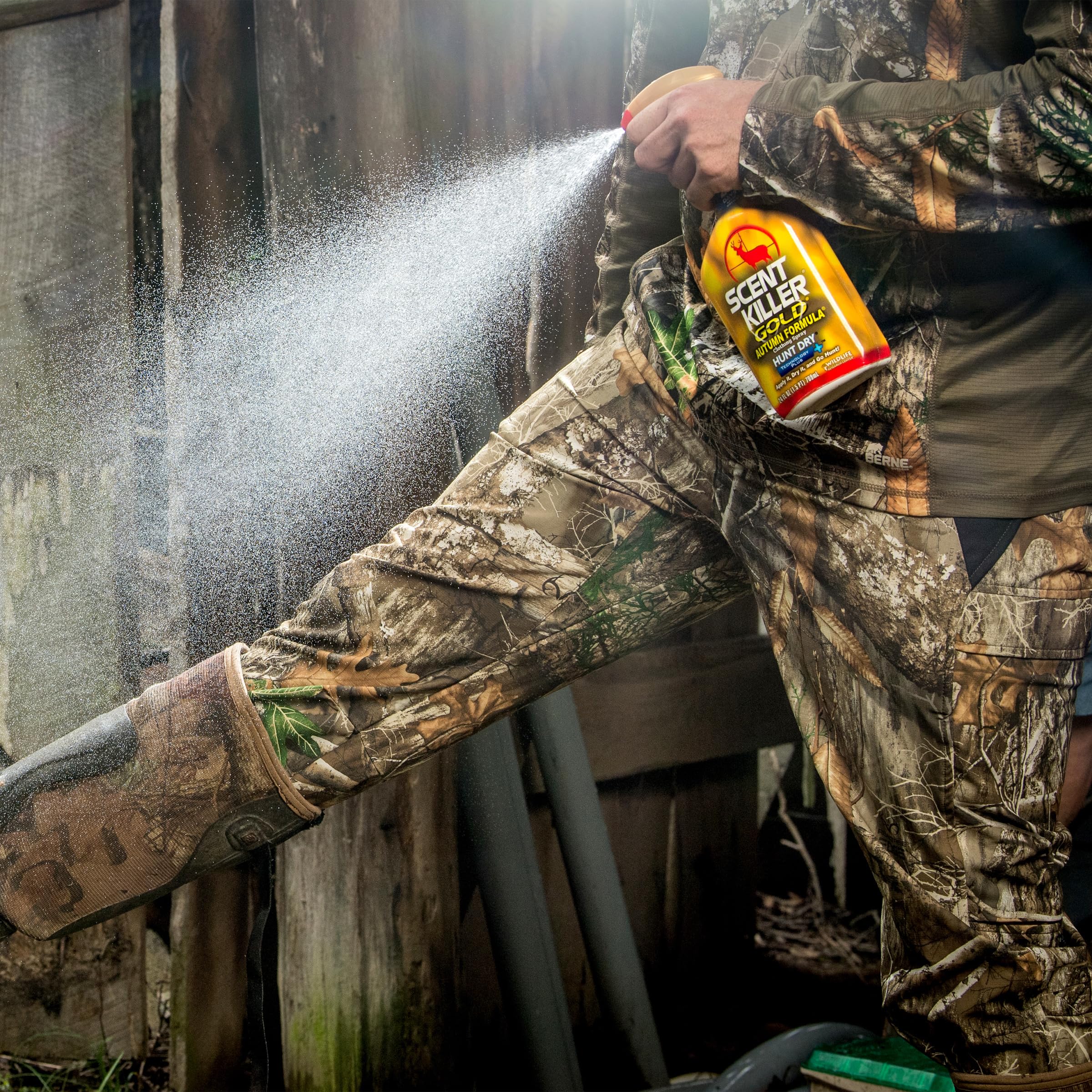Forest-floor cover scent from Scent Killer Gold aids stealth during hunts.