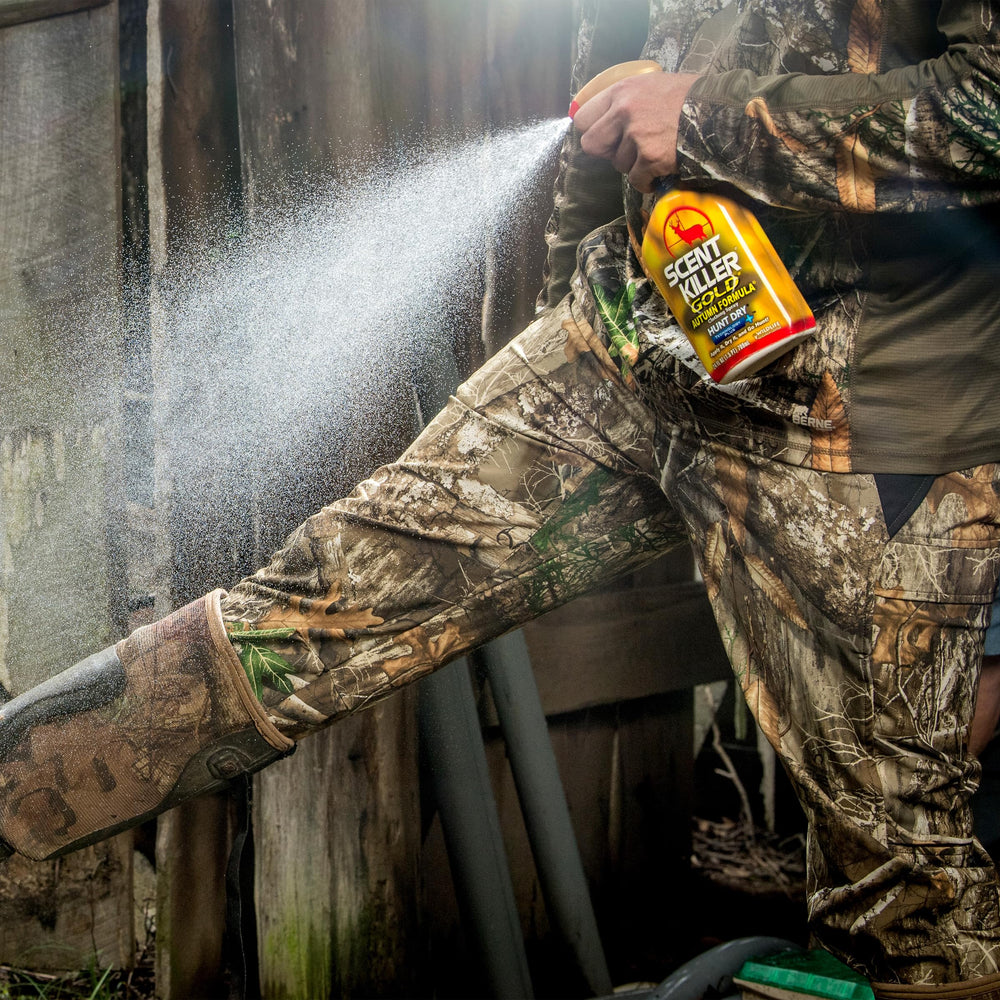 Forest-floor cover scent from Scent Killer Gold aids stealth during hunts.