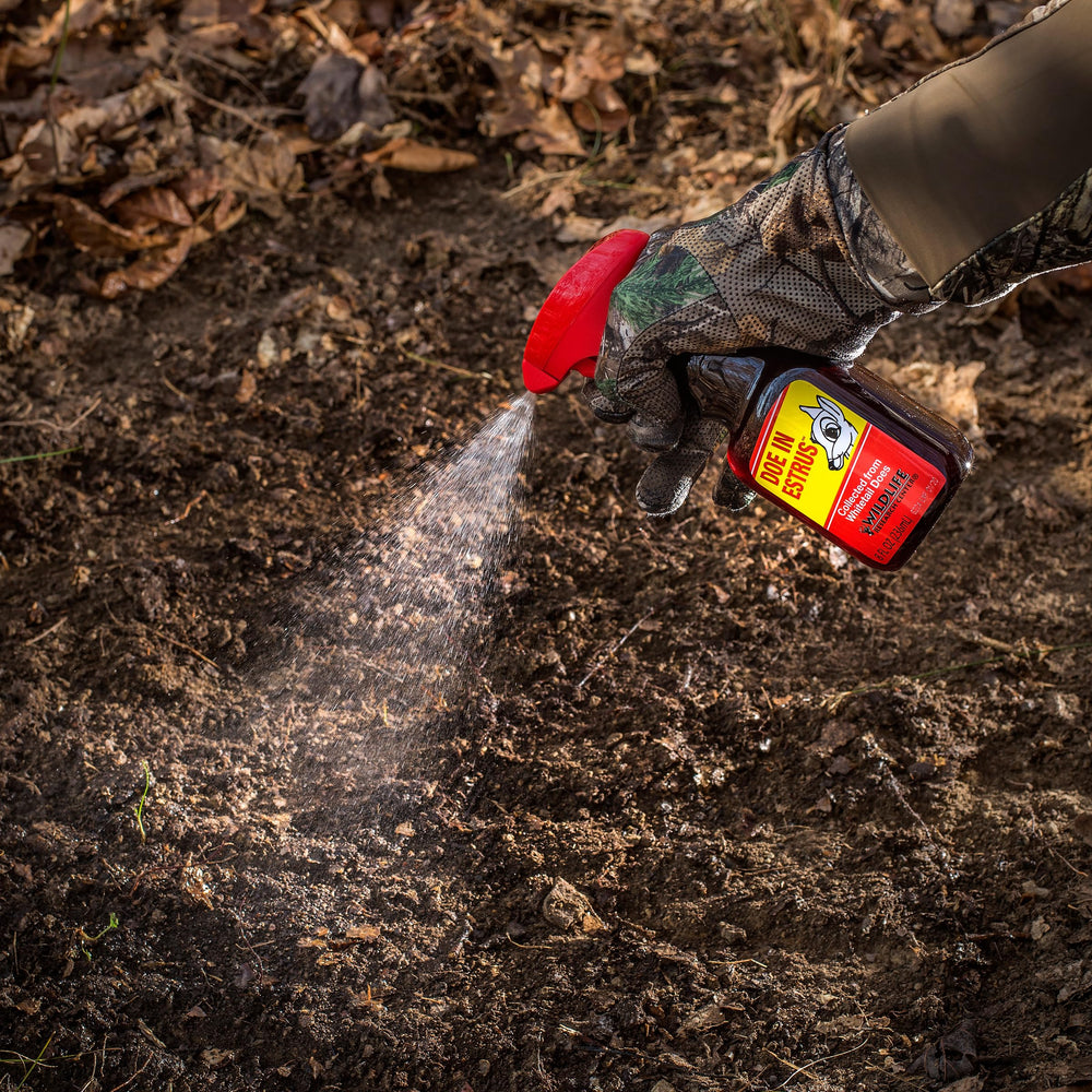 Wildlife Research Center scent-trail application in field for buck attraction.
