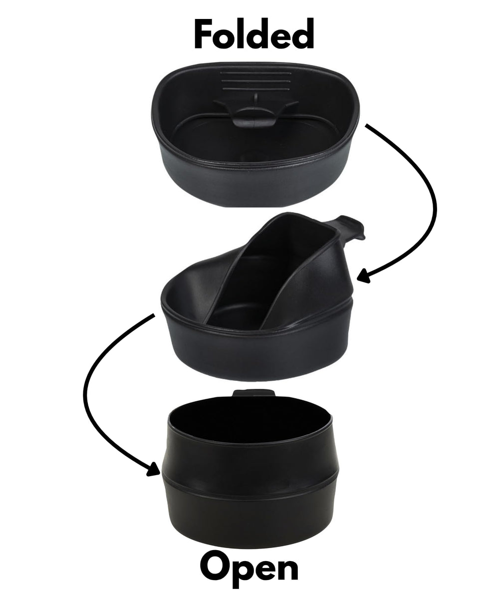 Wildo Fold-a-Cup Black Large folded for compact packing