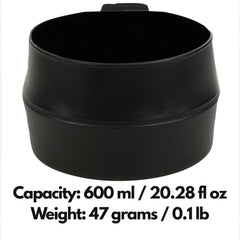 Wildo Fold-a-Cup Black Large leak-proof travel cup in action