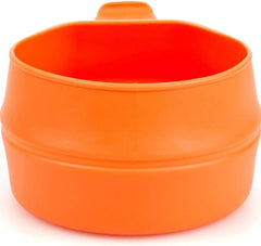 Wildo Fold-A-Cup Large Orange, folded compact for travel and packing efficiency.