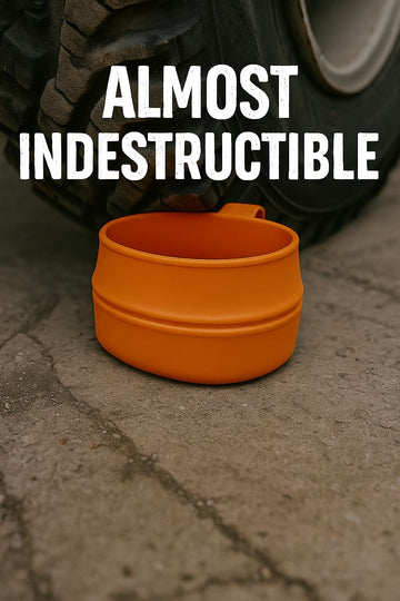 Wildo Fold-A-Cup Small Orange, packaged, ideal for camping gear