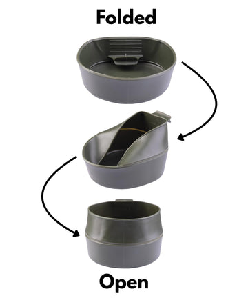 Wildo Mil-Tec Fold-a-Cop 600ml Olive, folded compact for backpacking