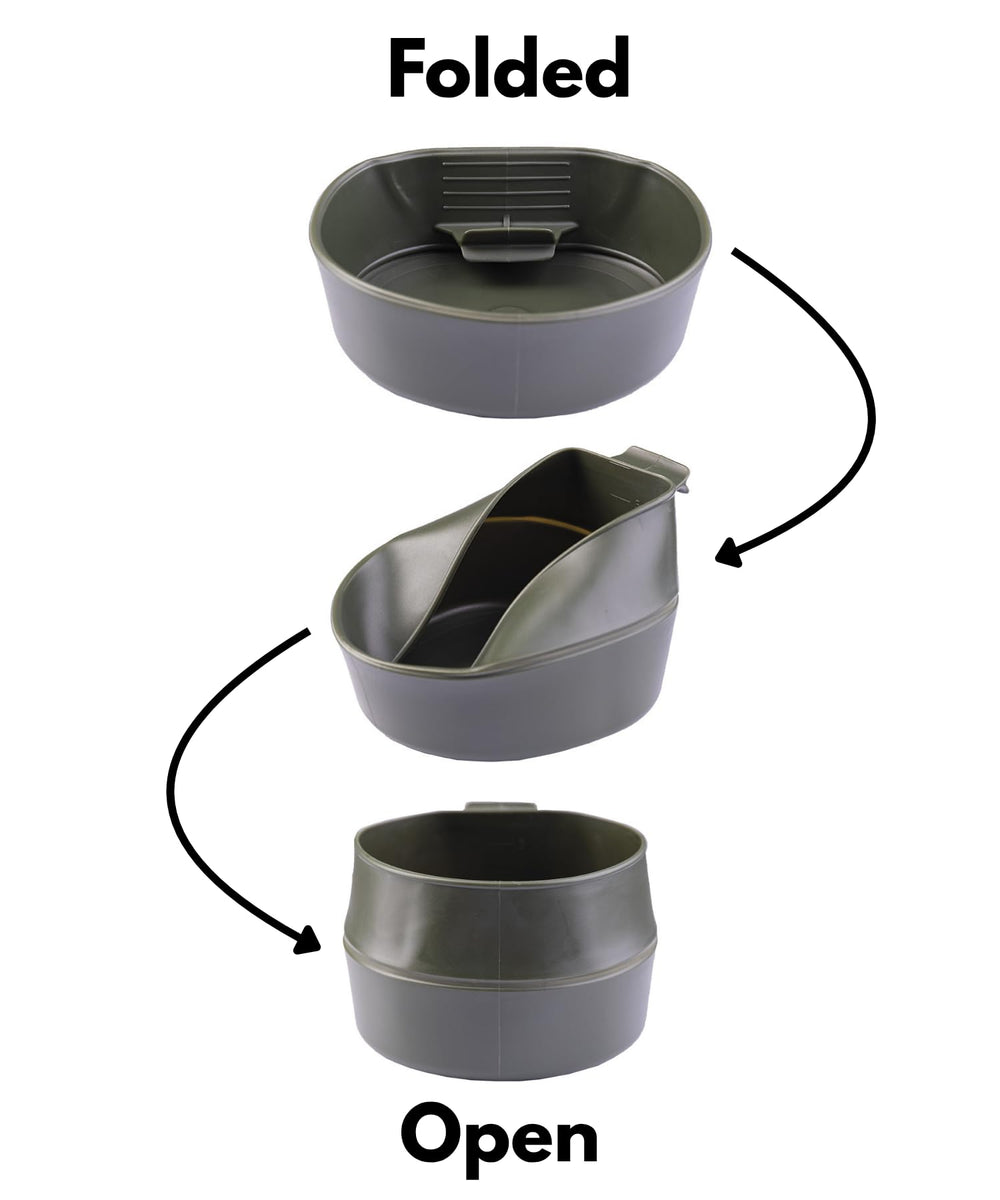 Wildo Mil-Tec Fold-a-Cop 600ml Olive, folded compact for backpacking