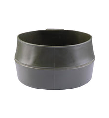 Wildo Mil-Tec Fold-a-Cop 600ml Olive mug open for coffee on trail