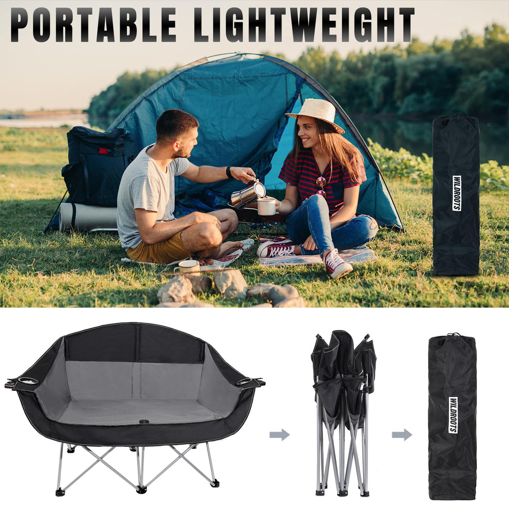WILDROOTS outdoor folding double chair patio use enhances backyard movie nights.