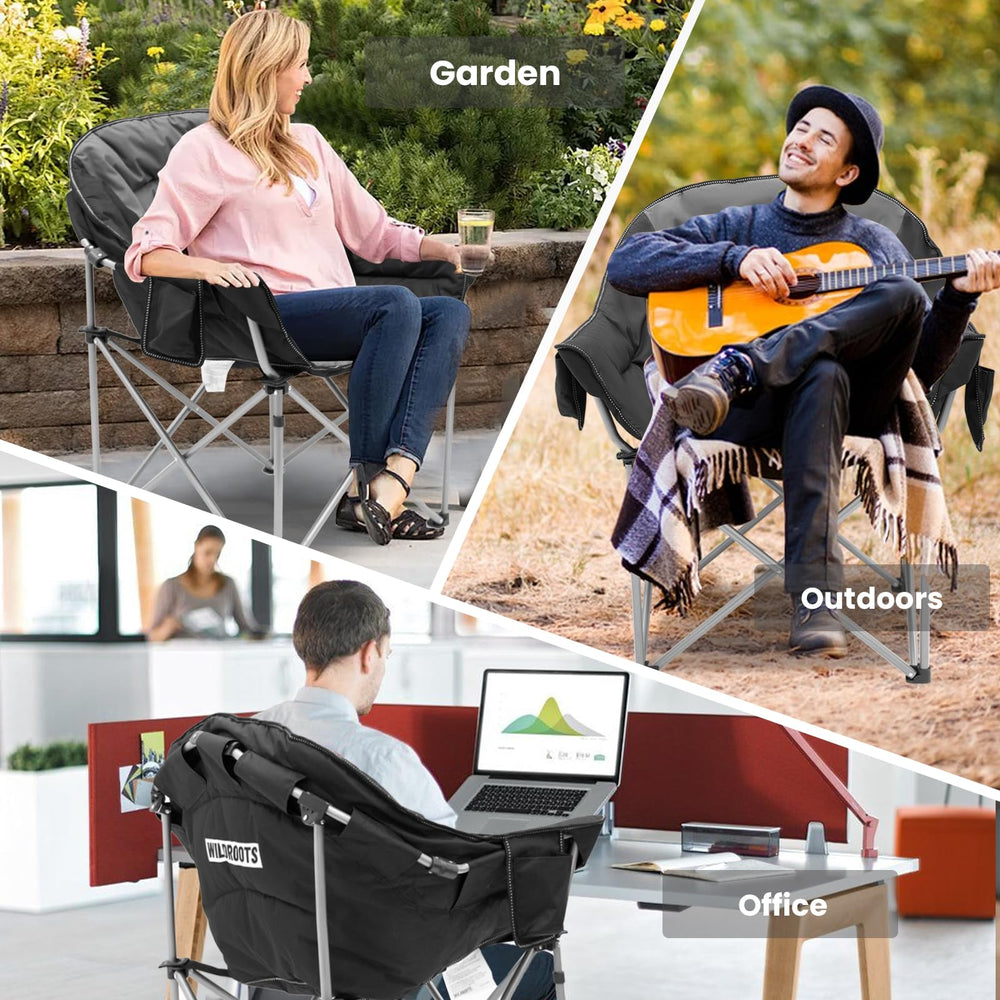 WILDROOTS oversized chair with 33.1 by 24 by 38.6 inches footprint.