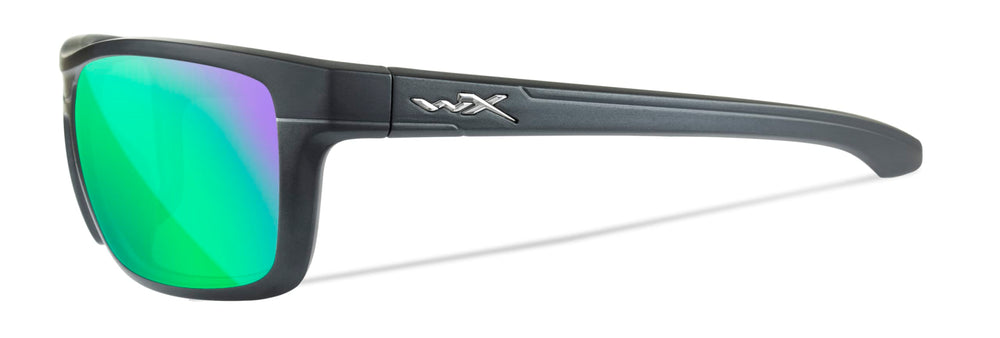 Wiley X Kingpin Captivate ANSI Z87.1 compliance badge on frame close-up