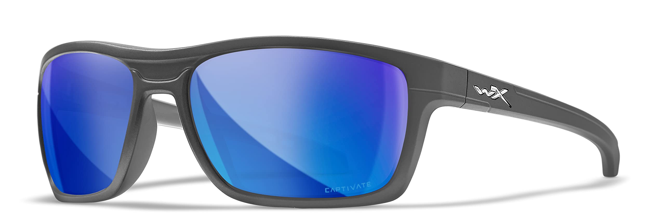Wiley X Kingpin Captivate frame close-up with rugged matte graphite finish for outdoor sports