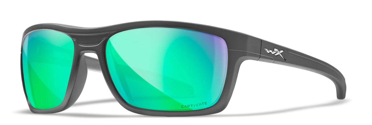 Wiley X Kingpin Captivate frame close-up in matte graphite for durable all-day wear