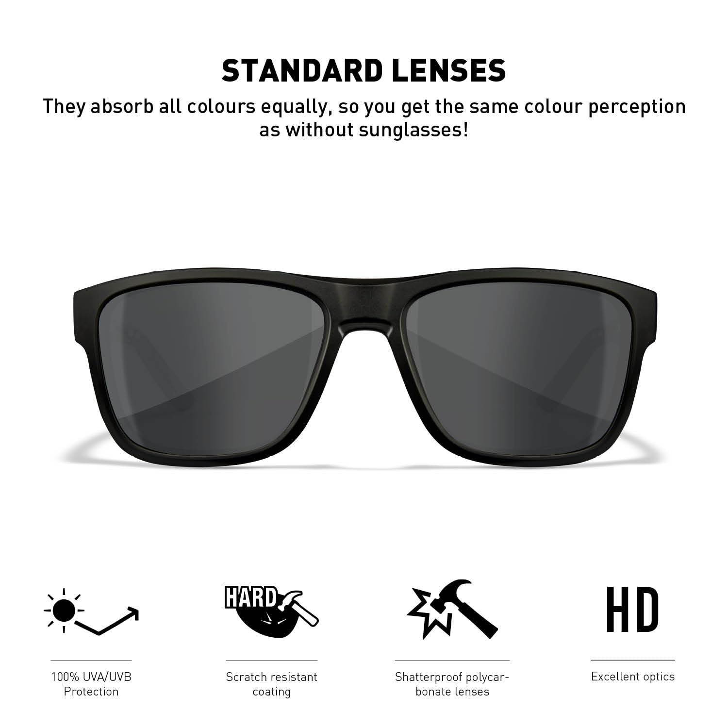 Wiley X Ovation with removable side shields for enhanced protection during outdoor activities.