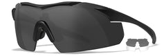 Wiley X Vapor matte black frame close-up highlighting rugged build for outdoor use
