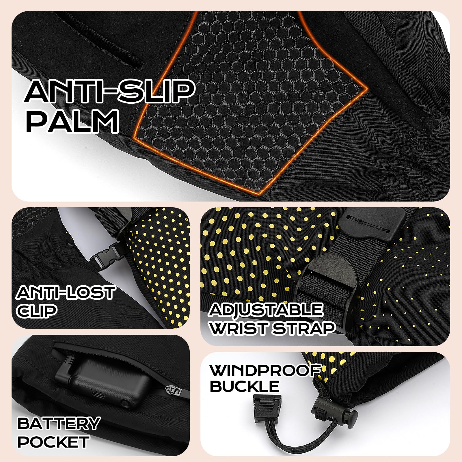Wilkpow heated gloves reflective stripes boost visibility for night outdoor activities
