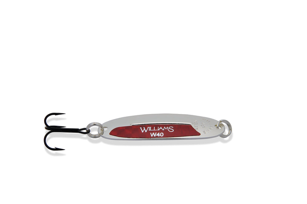Williams Wabler Small Fire Wabler lure with bright color boosts visibility and attracting action.