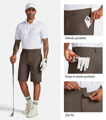 Willit men's golf shorts 11-inch inseam in taupe for versatile wear.