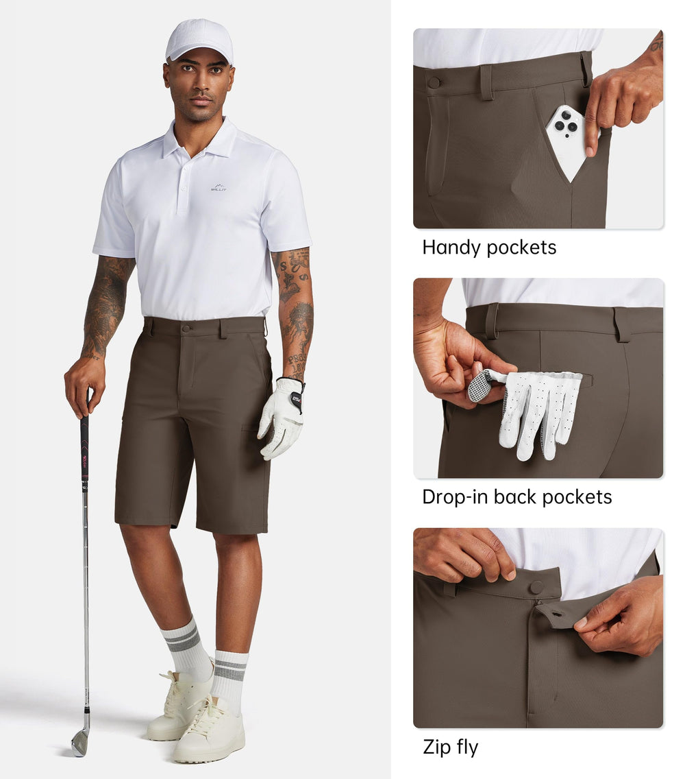 Willit men's golf shorts 11-inch inseam in taupe for versatile wear.