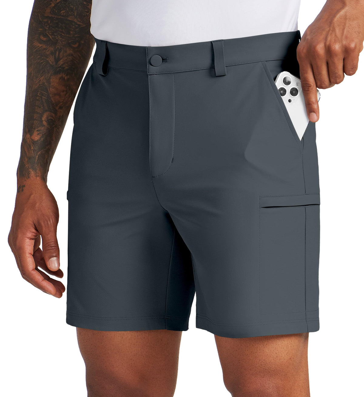 Willit men's golf shorts fabric-closeup shows breathable, quick-dry weave for all-day comfort.
