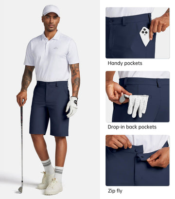Willit men's golf shorts flat-front closure deliver sleek, professional look for golf-to-meeting transitions.