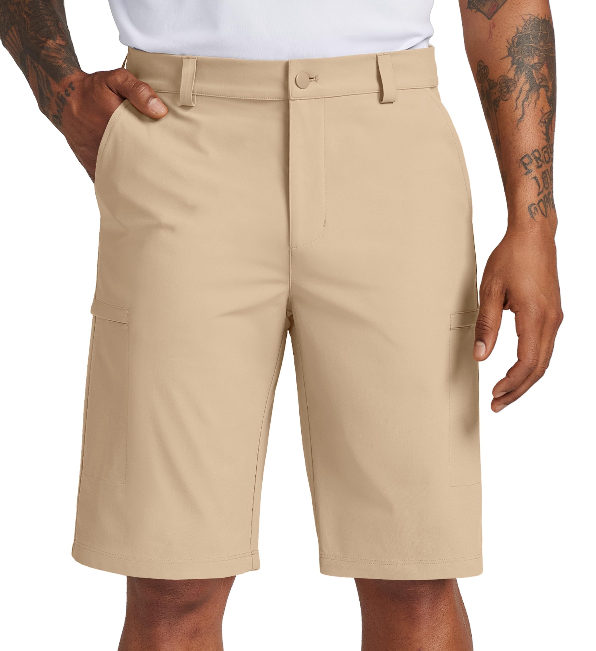 Willit flat-front shorts feature a clean front closure for a sleek professional look
