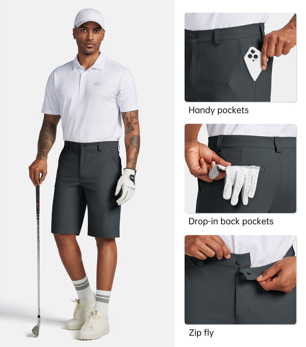 Willit men's golf shorts flat-front closure delivers sleek professional look.