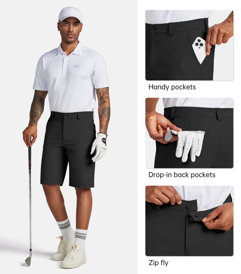 Willit men's golf shorts flat-front snap-closure for sleek professional look.