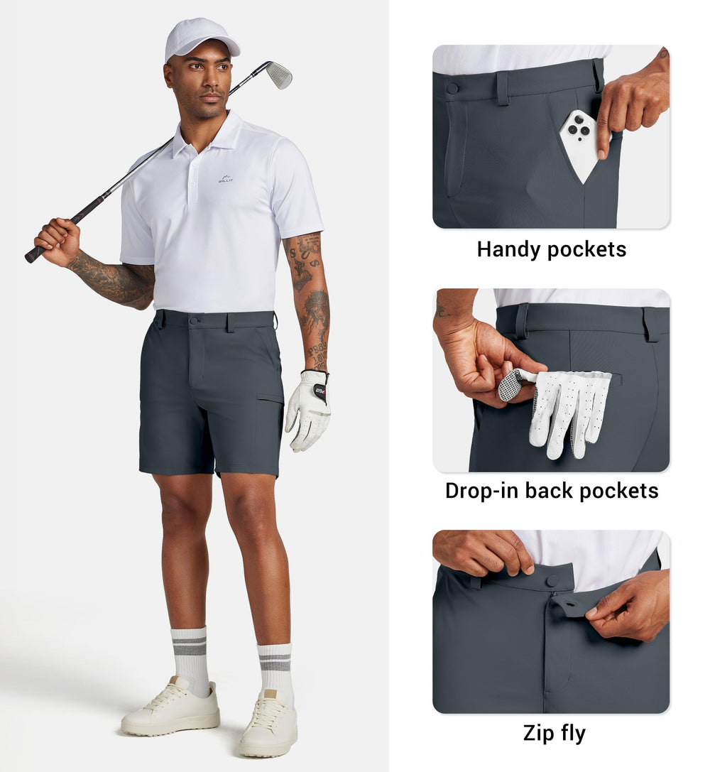 Willit 7-inch inseam flat front offers a sleek, professional look for golf-to-meeting transitions.