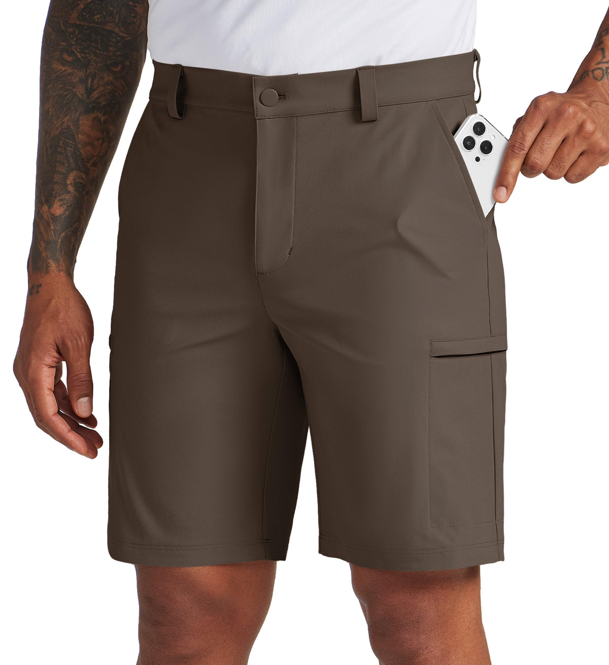 Willit men's golf shorts front view with flat-front design for a clean, professional look.
