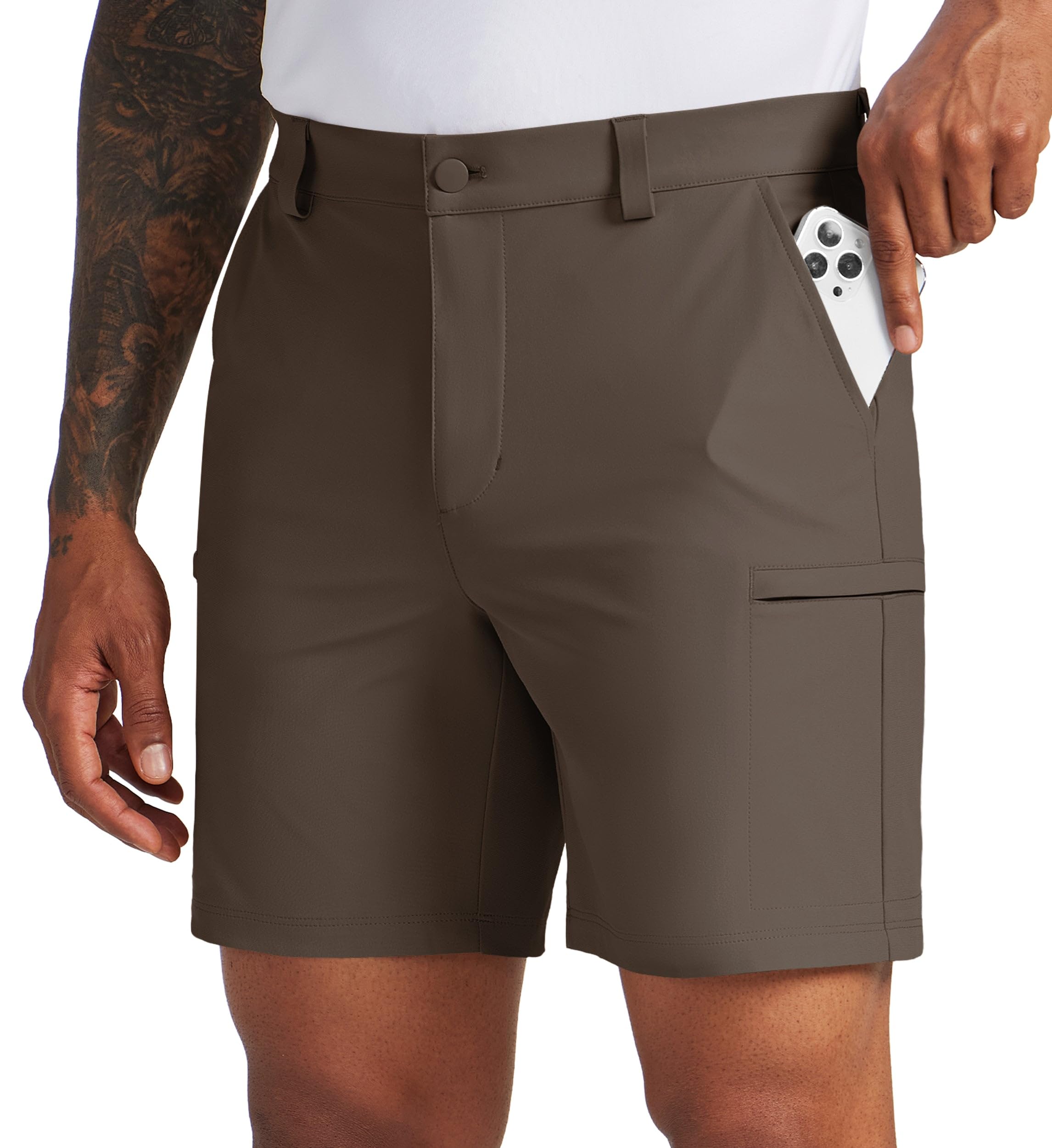 Willit men's golf shorts front view highlights stretch fabric for unrestricted movement on the course.