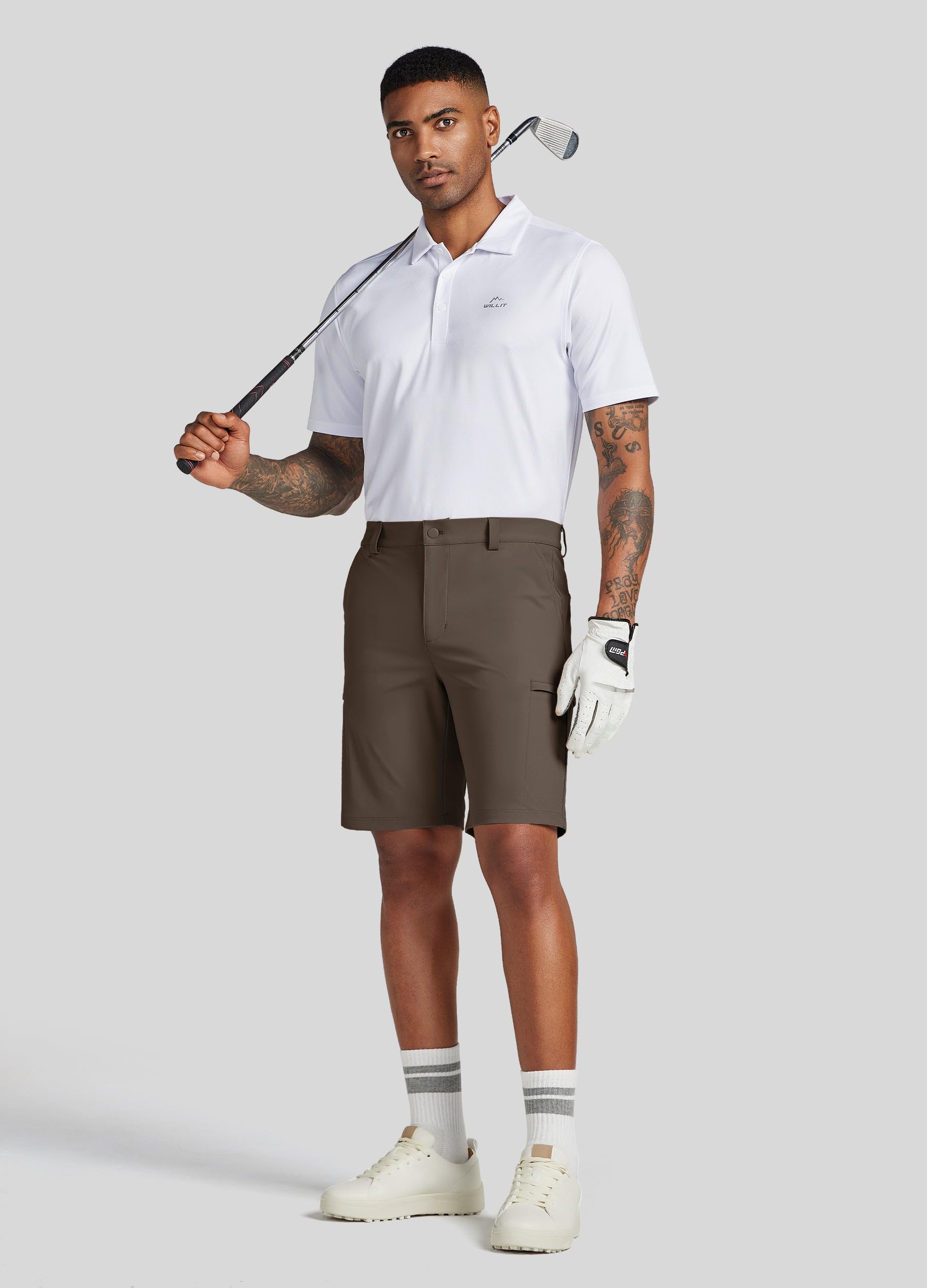 Willit men's golf shorts inseam-9 shot demonstrating length for versatile golf style.